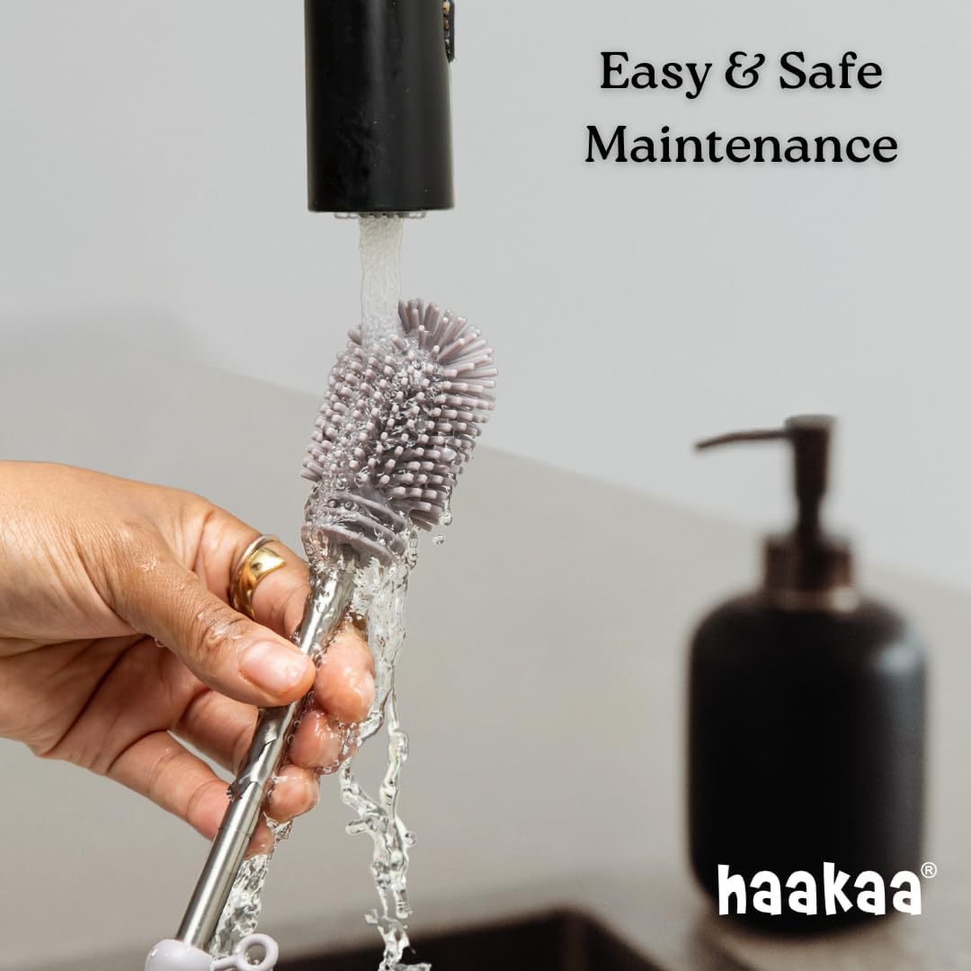 Haakaa Food-Grade Silicone Cleaning Brush Kit 3-Piece (Kit-Mist Blue)