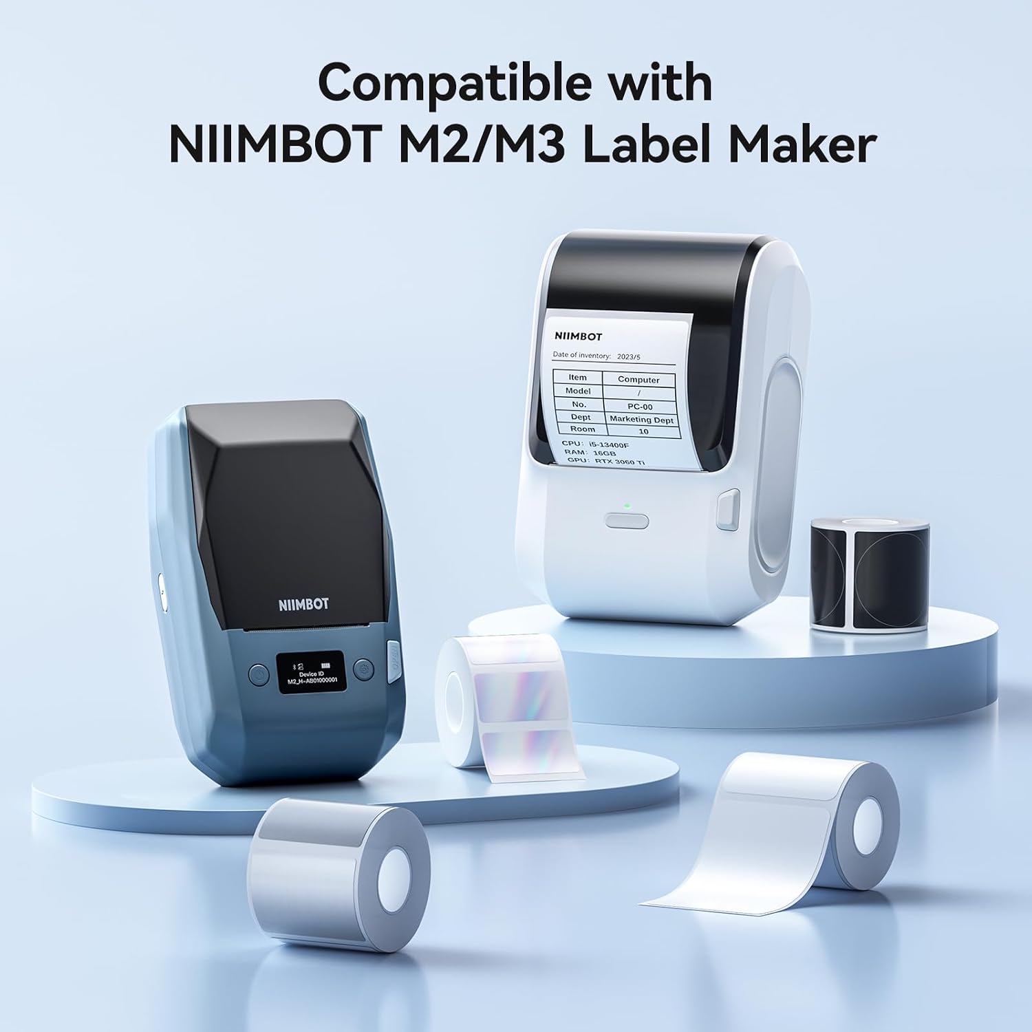 NIIMBOT M2/M3 Thermal Transfer Labels 1.97''×1.18'', Brushed Silver