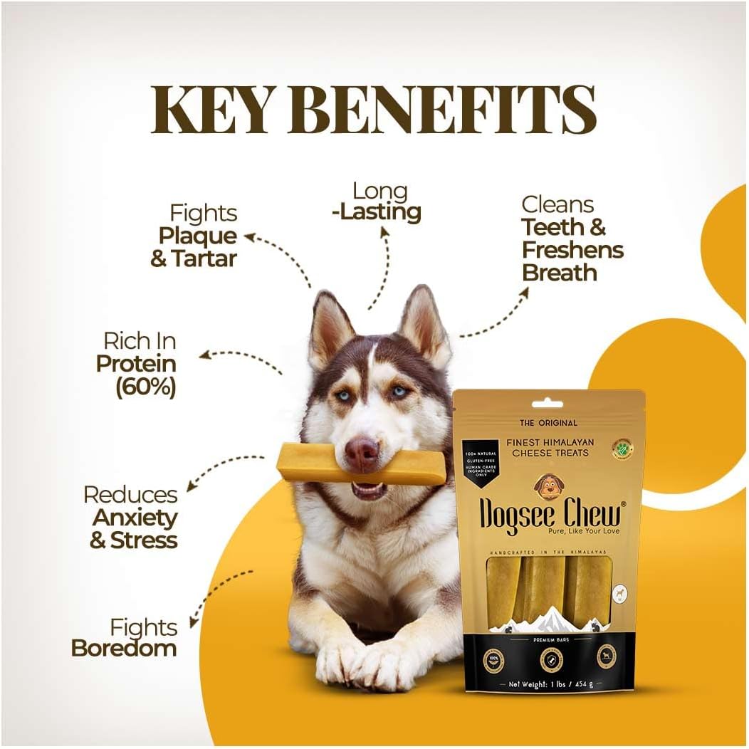 Dogsee Himalayan Yak Chews (XL - 6 Chews) | Yak Chews for Large Dogs | Dog Treats | Helps Joint Pain | Rawhide-Free