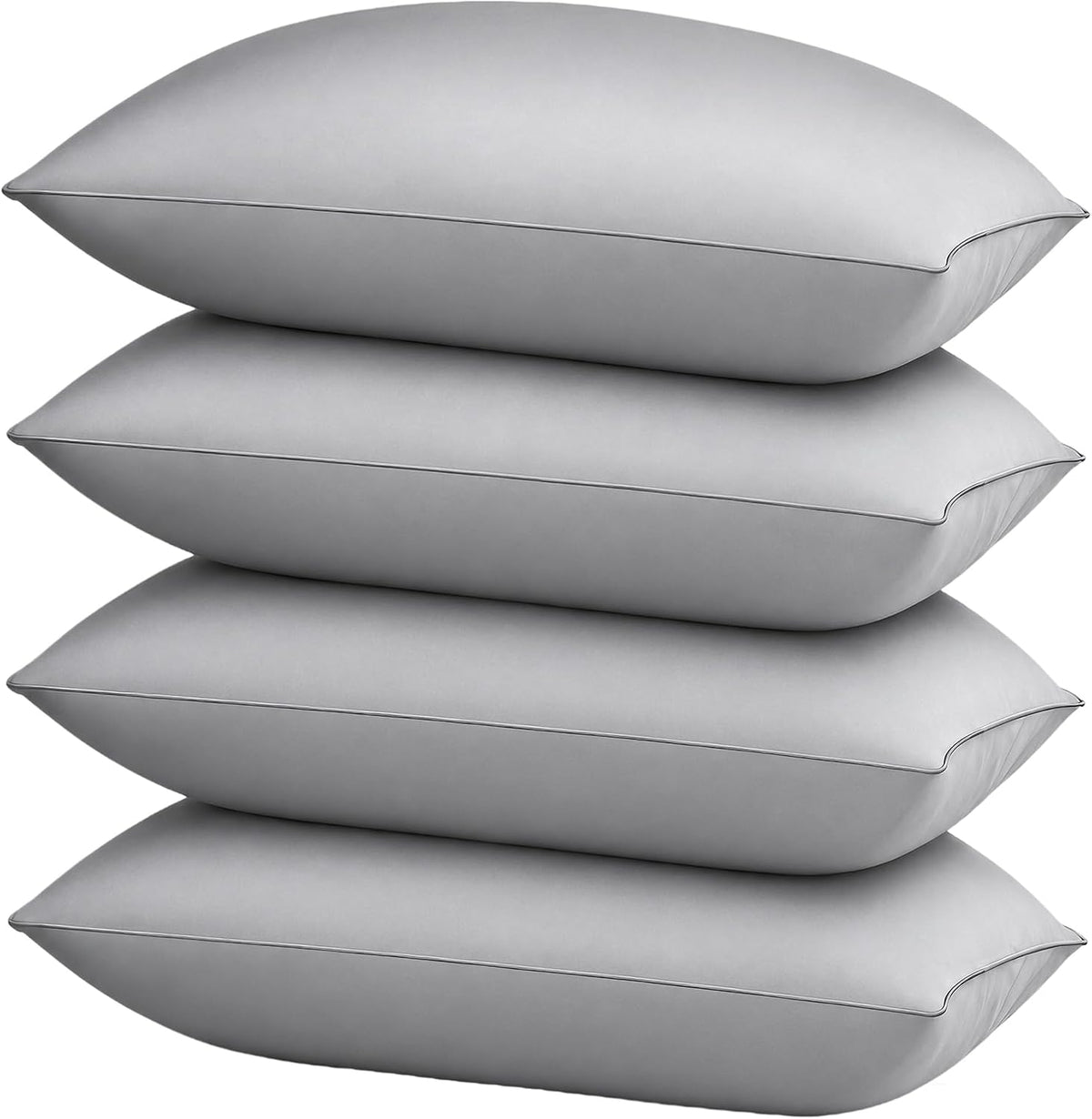 HIMOON Bed Pillows for Sleeping Set of 4,Standard Size Cooling Pillows 4 Pack,Top-end Microfiber Cover for Side Stomach Back Sleepers,Grey