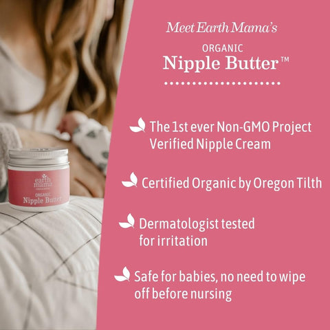 Organic Nipple Butter Breastfeeding Cream by Earth Mama | Lanolin-free, Safe for Nursing & Dry Skin, Non-GMO Project Verified, 2-Fluid Ounce (2-Pack) (Packaging May Vary)