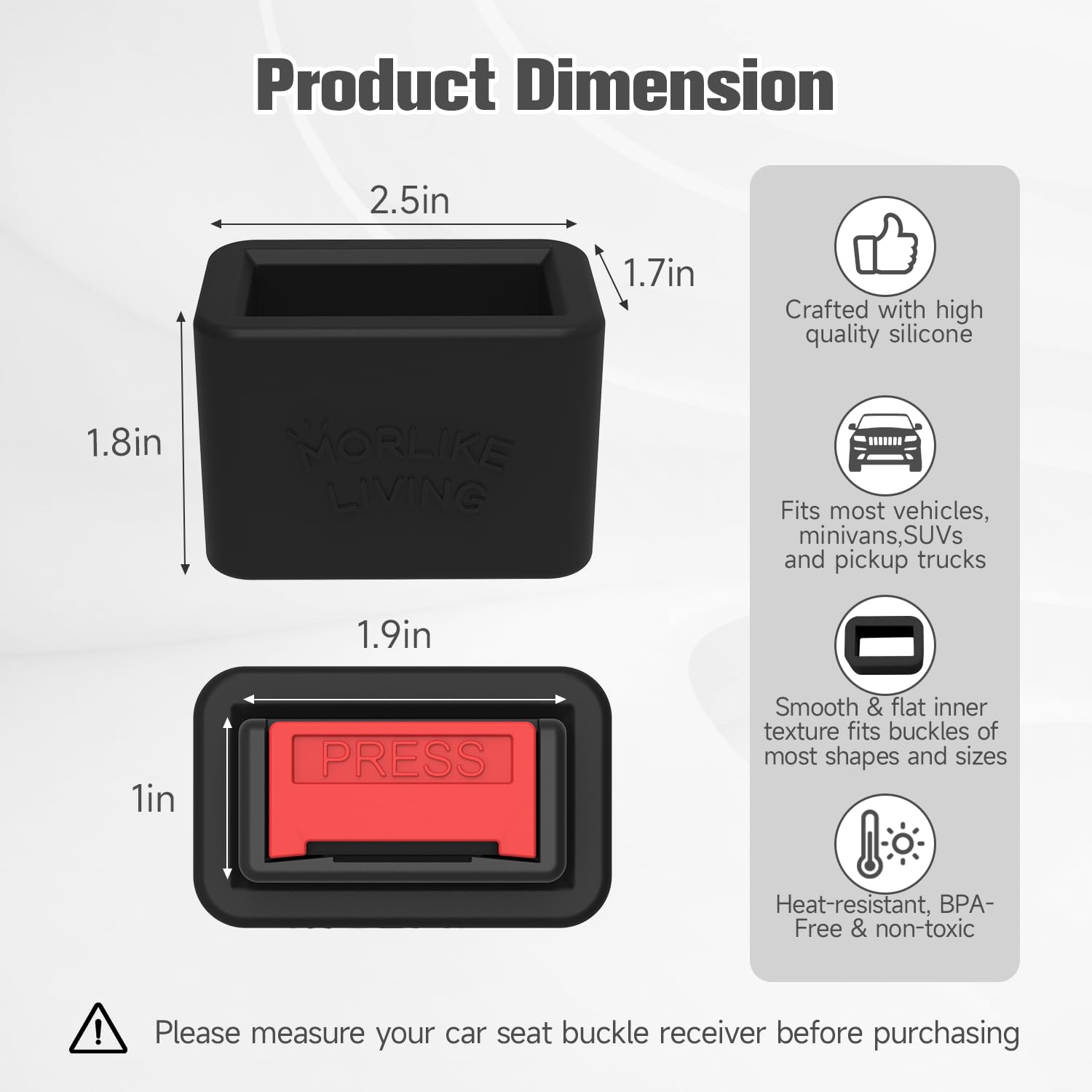 Morlike Silicone Buckle Holder Booster (Black, 1 Pack)