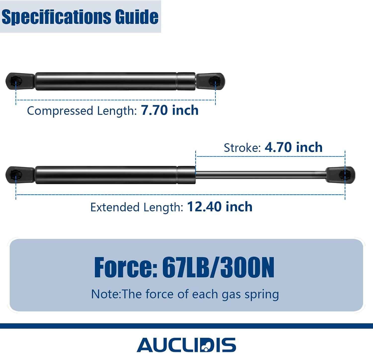 21-0556-05 7469it 13 Inch 67lb/300N Gas Strut Shock Spring Lift Support for Tool Box Weather Guard Steel and Aluminum Saddle Box, Set of 2 by AUCLIDIS