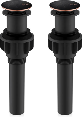KENES 2 Pack Oil Rubbed Bronze Pop Up Bathroom Sink Drain Without Overflow