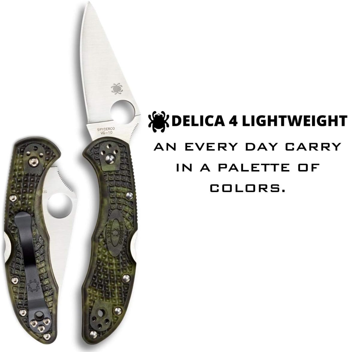 Spyderco Delica 4 Lightweight 7.15" Signature Folding Knife with 2.90" Flat-Ground Steel Blade and High-Strength FRN Handle - PlainEdge Grind