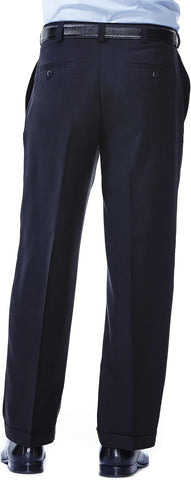 Haggar Men's E-Clo Repreve Classic Fit Pleat Front Dress Pant with Hidden Expandable Waistband