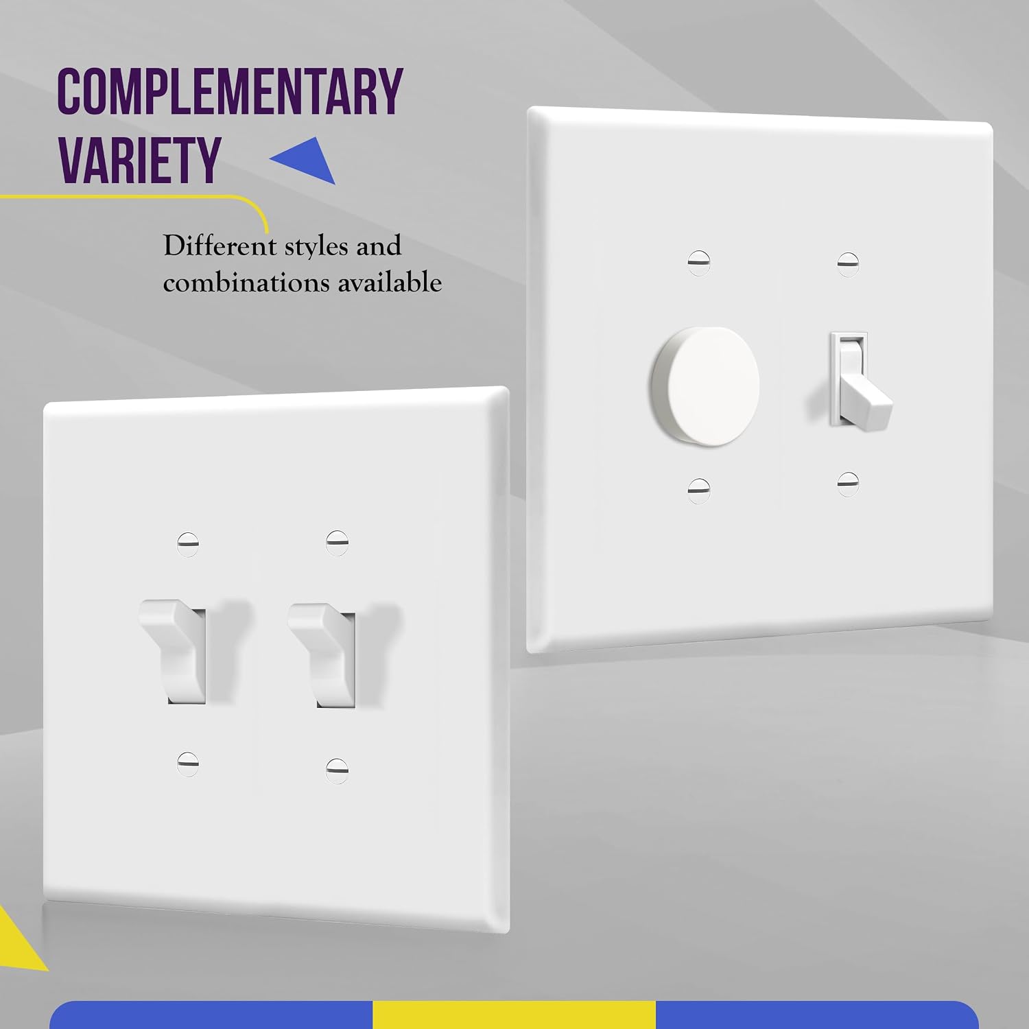 ENERLITES 5 Pack Oversized Double Toggle Light Switch Cover Plate, White
