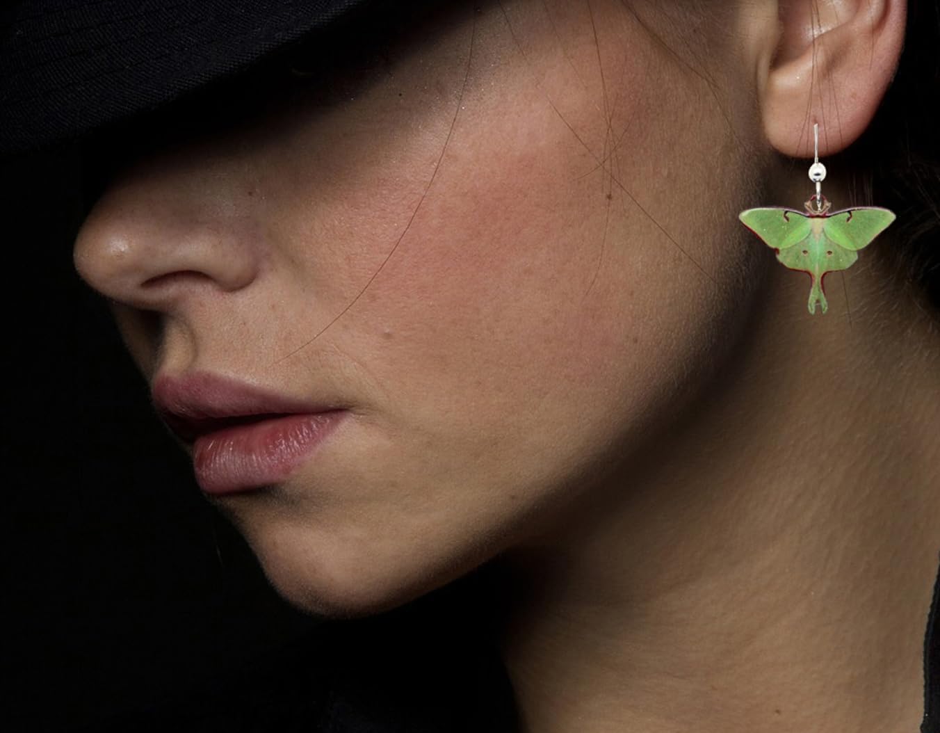 d'ears Luna Moth Earrings, Non-Tarnish Sterling Silver French Hook Ear Wire, made in the U.S.A. by family run small business. Great gift for moth lovers.