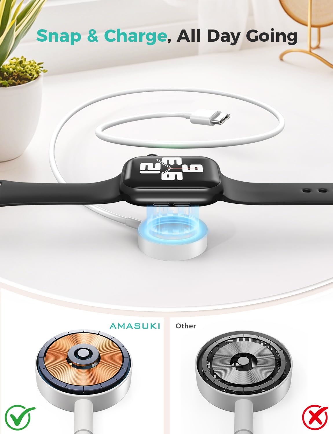 2026 Upgraded USB C for Apple Watch Charger Magnetic Fast Charging Cable Portable Wireless Charging Compatible with iWatch Series 11/10/9/8/7/6/5/4/3/2