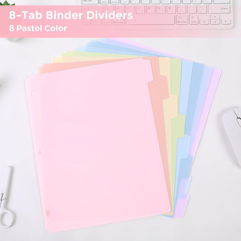 SKYDUE 8 Tab Write & Erase Durable Plastic Dividers for 3 Ring Binders