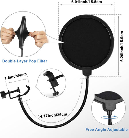 BILIONE Versatile Desktop Microphone Stand, Mic Stand Kit for Desk