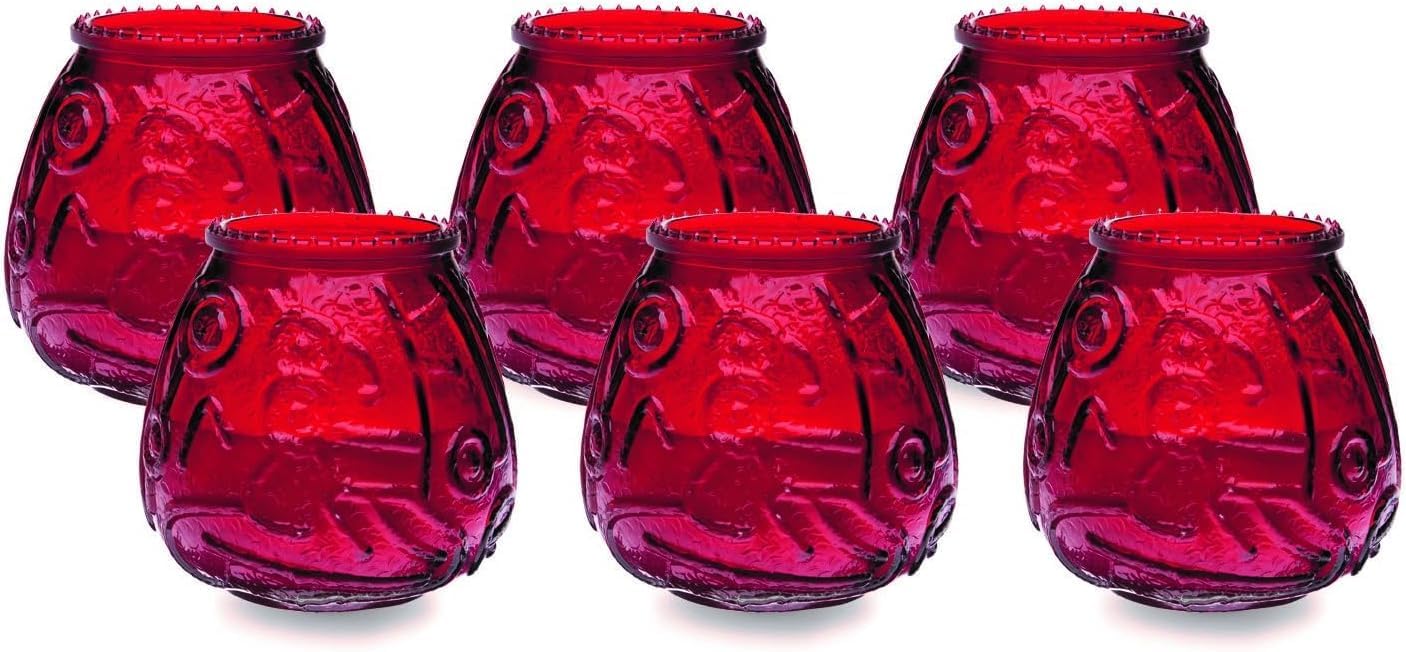 Sterno Euro-Venetian Wax Candles, 45-Hour Burn, Red, 6 Pack