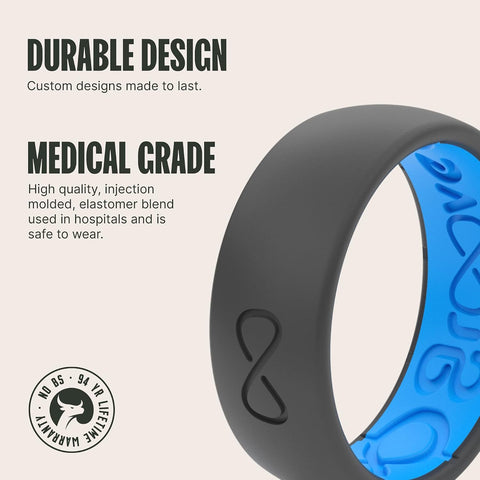 Groove Life Silicone Ring for Men, Breathable Rubber Wedding Band, Flexible