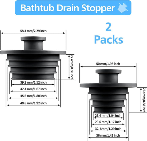 Aluvor Bathtub Stopper Drain Plug Bathroom Tub Plug Sink Stopper 2pcs