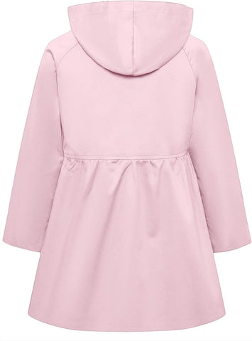 Betusline Girl's Single Breasted Trench Coat Hooded Dress Coat Outerwear