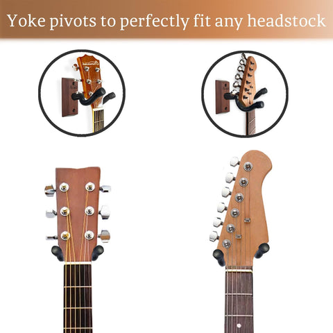 Guitar Wall Mount, Acacia Hardwood Guitar Hanger, U-Shaped Guitar Wall Hanger Mount, Guitar Holder Hook Stand for Acoustic, Electric Guitar, Banjo, Bass, Gift for Guitar Player