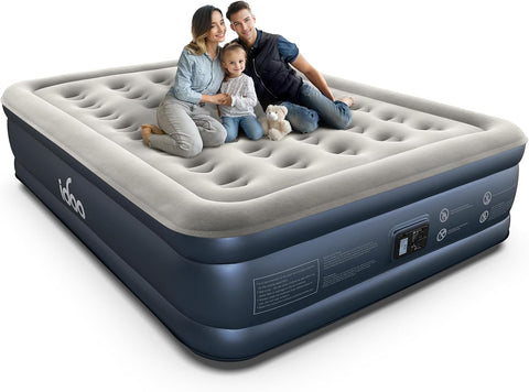 iDOO Queen Air Mattress with Built in Pump, 18" Raised Blow up Bed