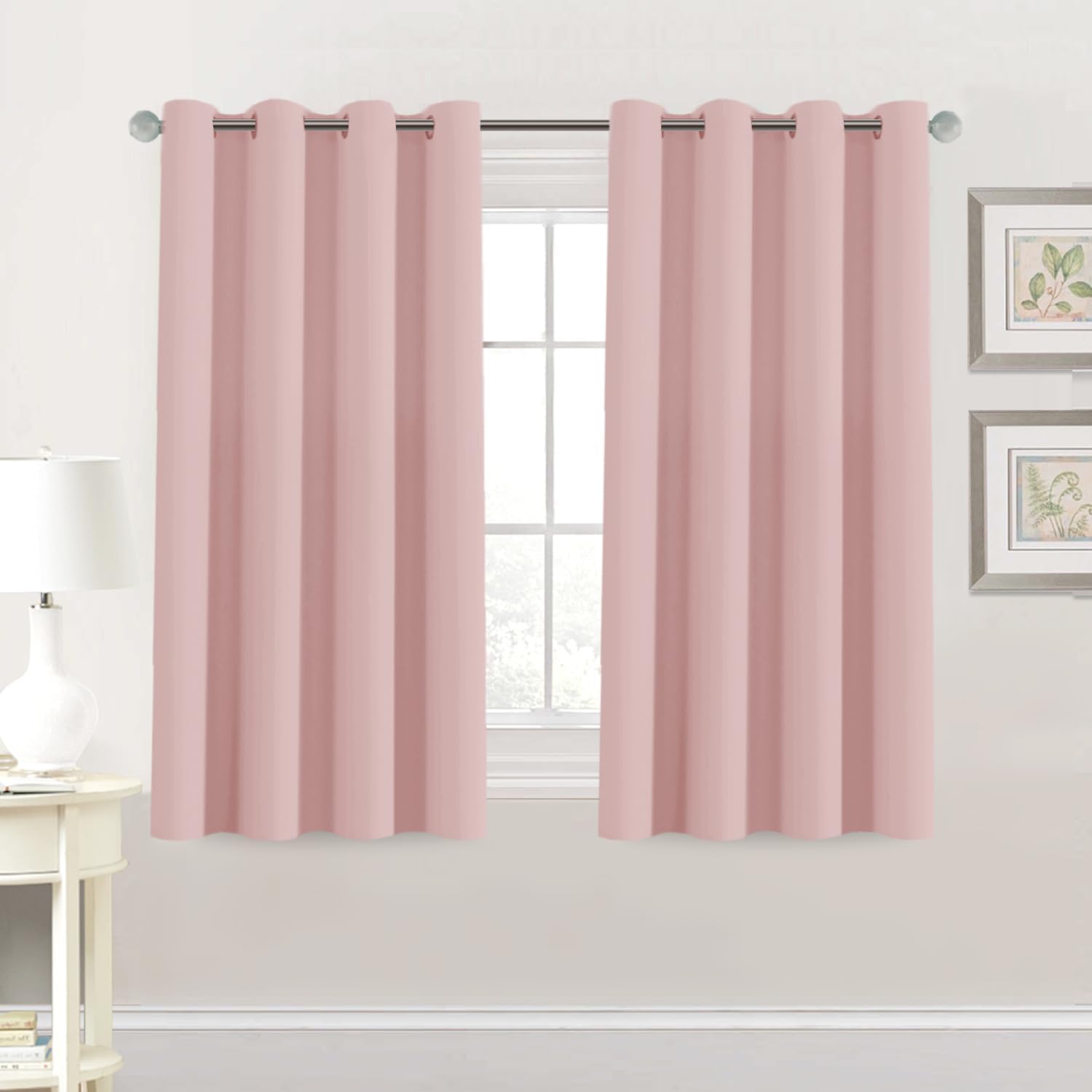 H.VERSAILTEX Blackout Curtain for Living Room Thermal Insulated Window Treatment Curtain 54 inch Length Energy Saving Solid Grommet Top Blackout Drape, One Panel, Baby Pink, 52" W x 54" L