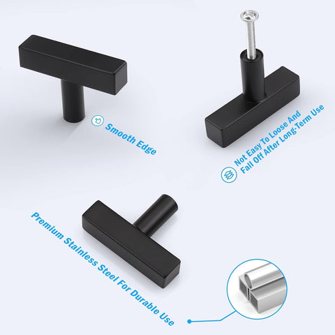 KNOBWELL 30 Pack Single Hole Black Drawer Knobs 2 inch, Black Cabinet Knobs Dresser Drawer Knobs Cupboard Pulls for Kitchen Bathroom Bedroom