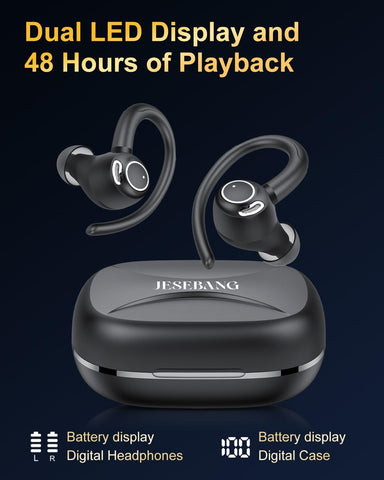 Wireless Earbuds, Bluetooth 5.4 Headphones Sport Over Ear Buds With ENC Mic