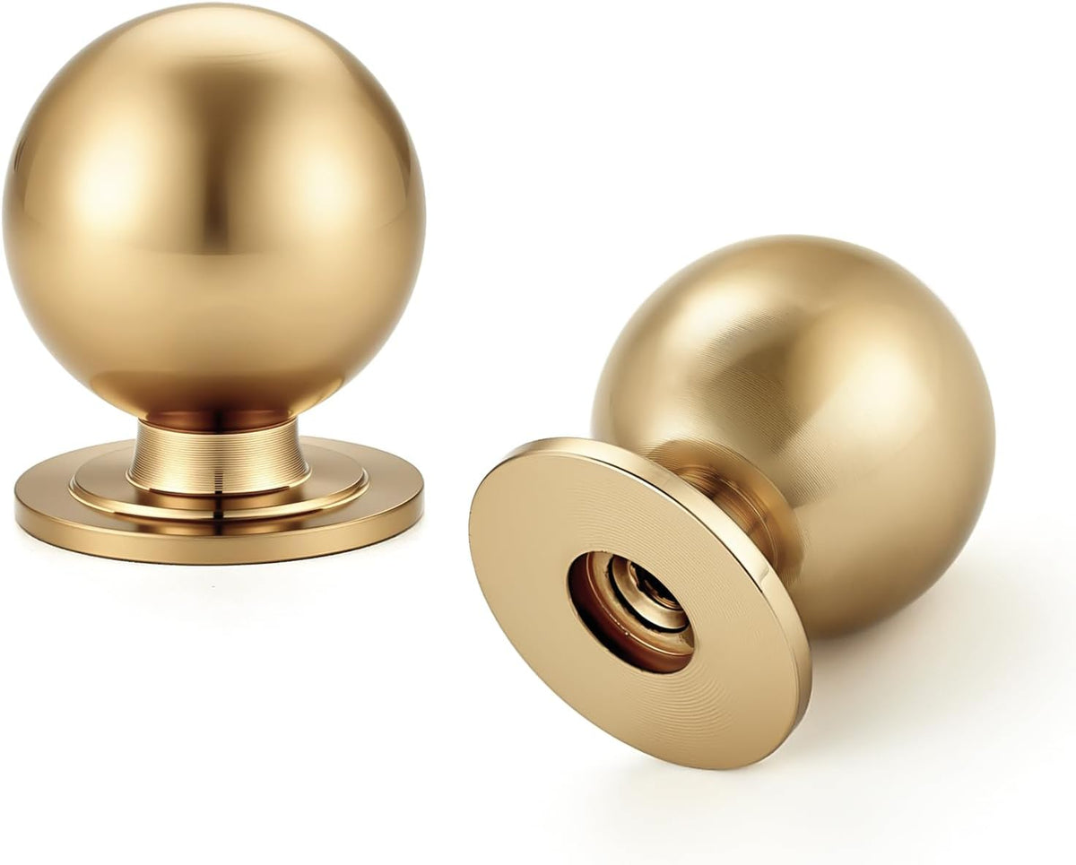 Polished Champagne Bronze Cabinet Knobs, 2 Pack Round Dresser Knobs 0.95"