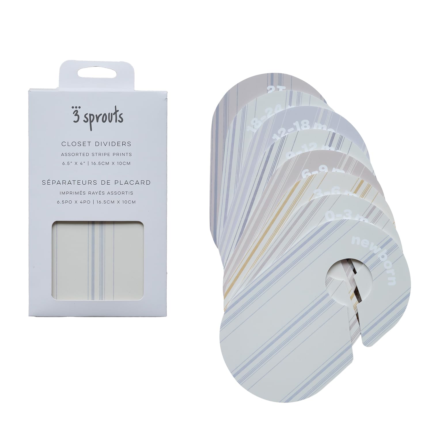 3 Sprouts Baby Closet Dividers, Newborn to 2T, Stripe, 8 Piece Set