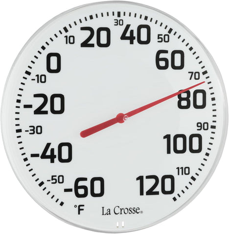 La Crosse 104-1522 8" Round Analog Dial Thermometer, White