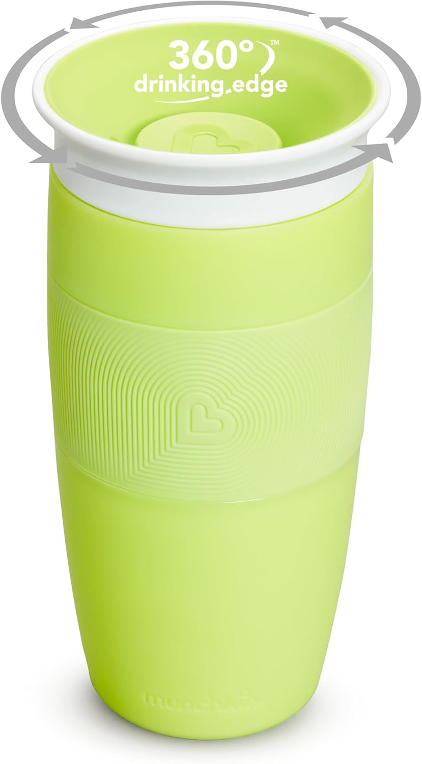 Munchkin Sippy Cup for Toddlers, Miracle 360 Cup, 14 Ounce, Green