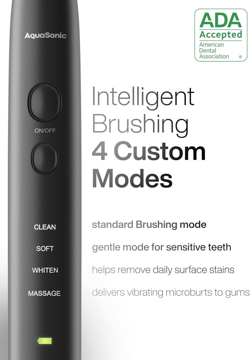 Aquasonic Black Series Ultra Whitening Toothbrush – ADA Accepted Electric Toothbrush- 8 Brush Heads & Travel Case – 40,000 VPM Electric Motor & Wireless Charging - 4 Modes w Smart Timer