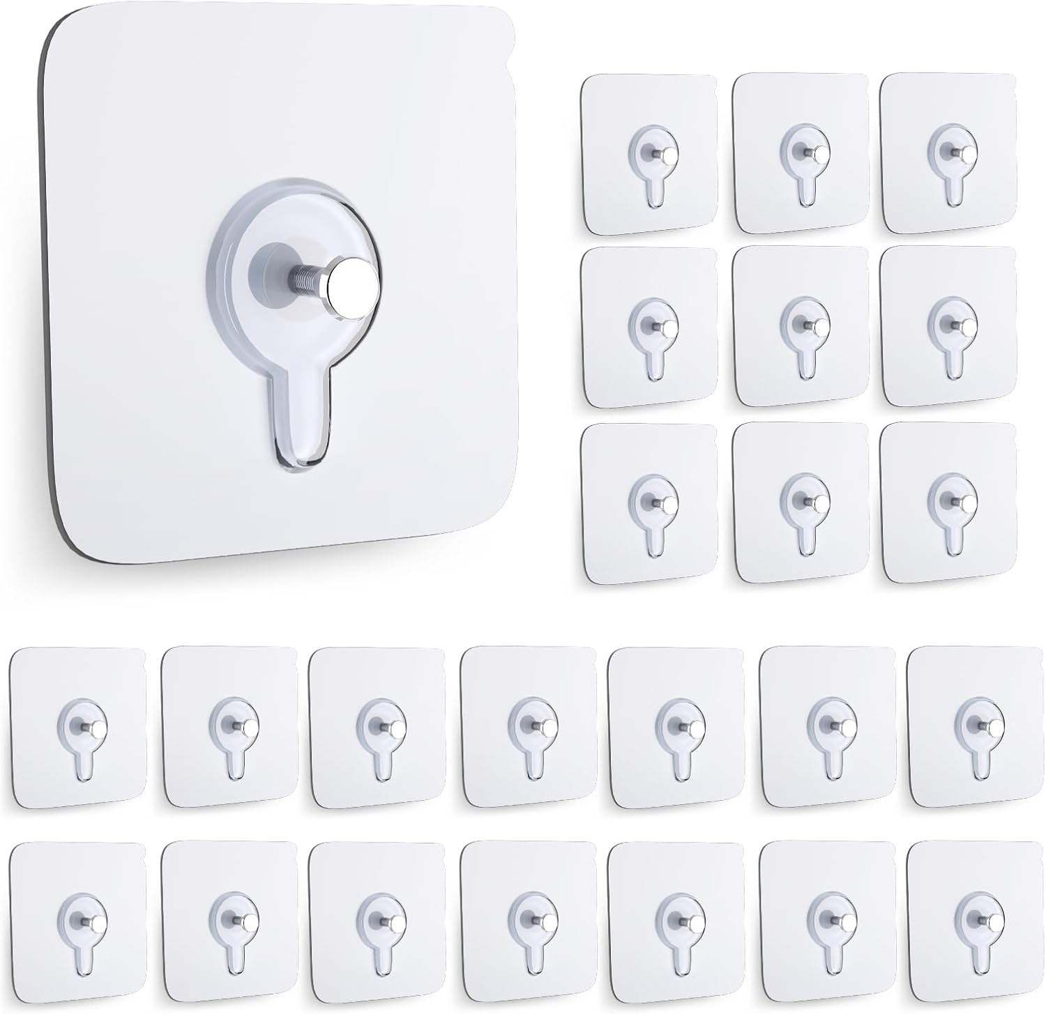 24PCS Picture Hangers Without Nails, Wall Hangers Without Nails, Adhesive Wall Hooks, to use Inside Kitchen, Bathroom, Home and Office (8mm)