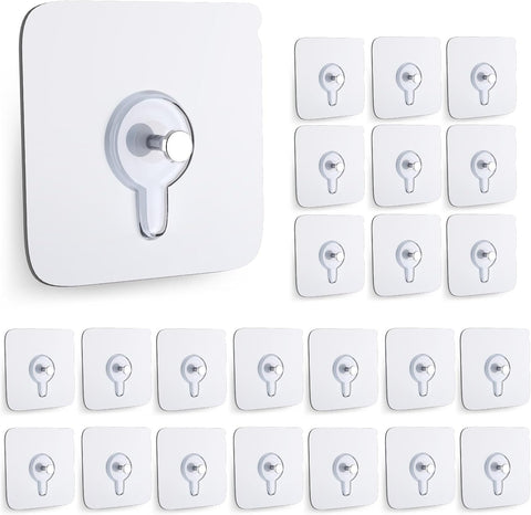 24PCS Picture Hangers Without Nails, Wall Hangers Without Nails, Adhesive Wall Hooks, to use Inside Kitchen, Bathroom, Home and Office (8mm)