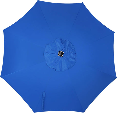 Blissun 9 ft Solar Umbrella, Patio Umbrella with 32 LED Lights, Table Market Umbrella, Outdoor Umbrella for Garden, Deck, Backyard, Royal Blue