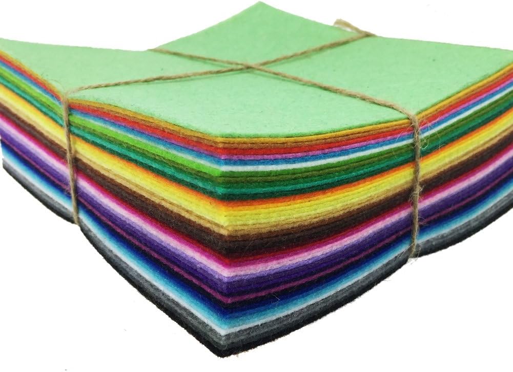 flic-flac 42pcs 8" x8“ (20x20cm) Felt Fabric Sheet Assorted Color Felt Pack DIY Craft Squares Nonwoven