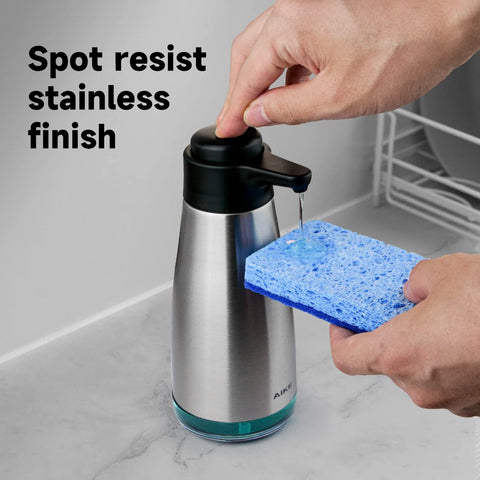 AIKE 15oz Liquid Soap Dispenser for Dish and Hand Soap Stainless Finish