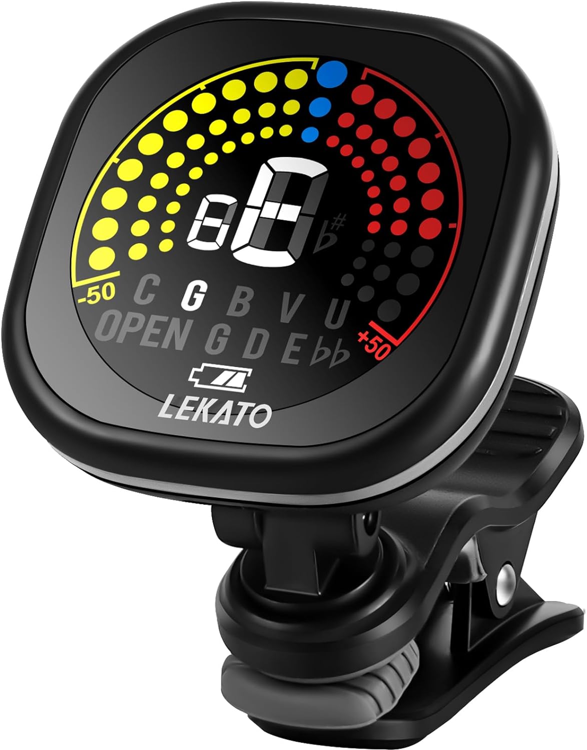 LEKATO Guitar Tuner Rechargeable, Tuner Clip On for Guitar, Bass, Chromatic, Ukulele,Violin Tuner, Fast Accuratie Tuning, Super Bright Display to Read, for Professional/Beginners