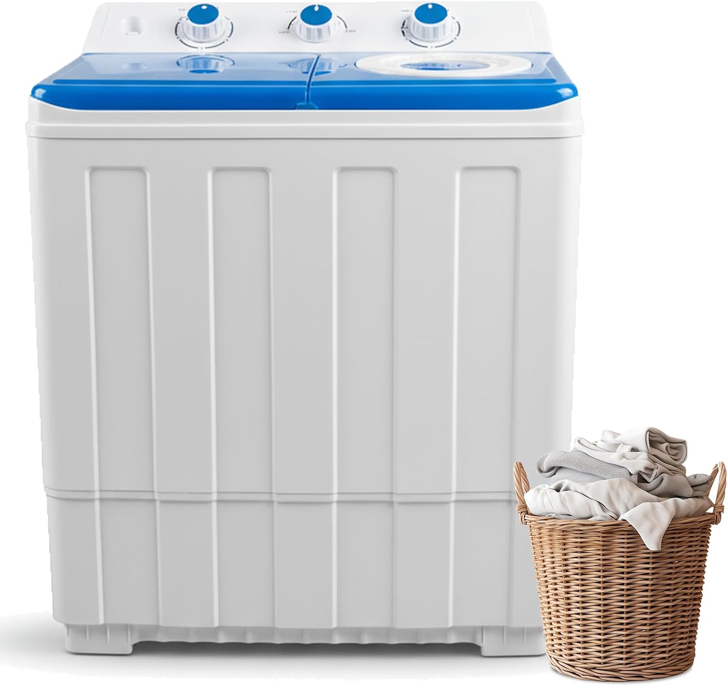 Dawmilon Portable Washing Machine Twin Tub - 14lbs Compact Washer (9.5lbs) and Spinner Dryer (4.5lbs) Combo - Semi Automatic for Apartments, Dorms, RVs, Camping - Blue