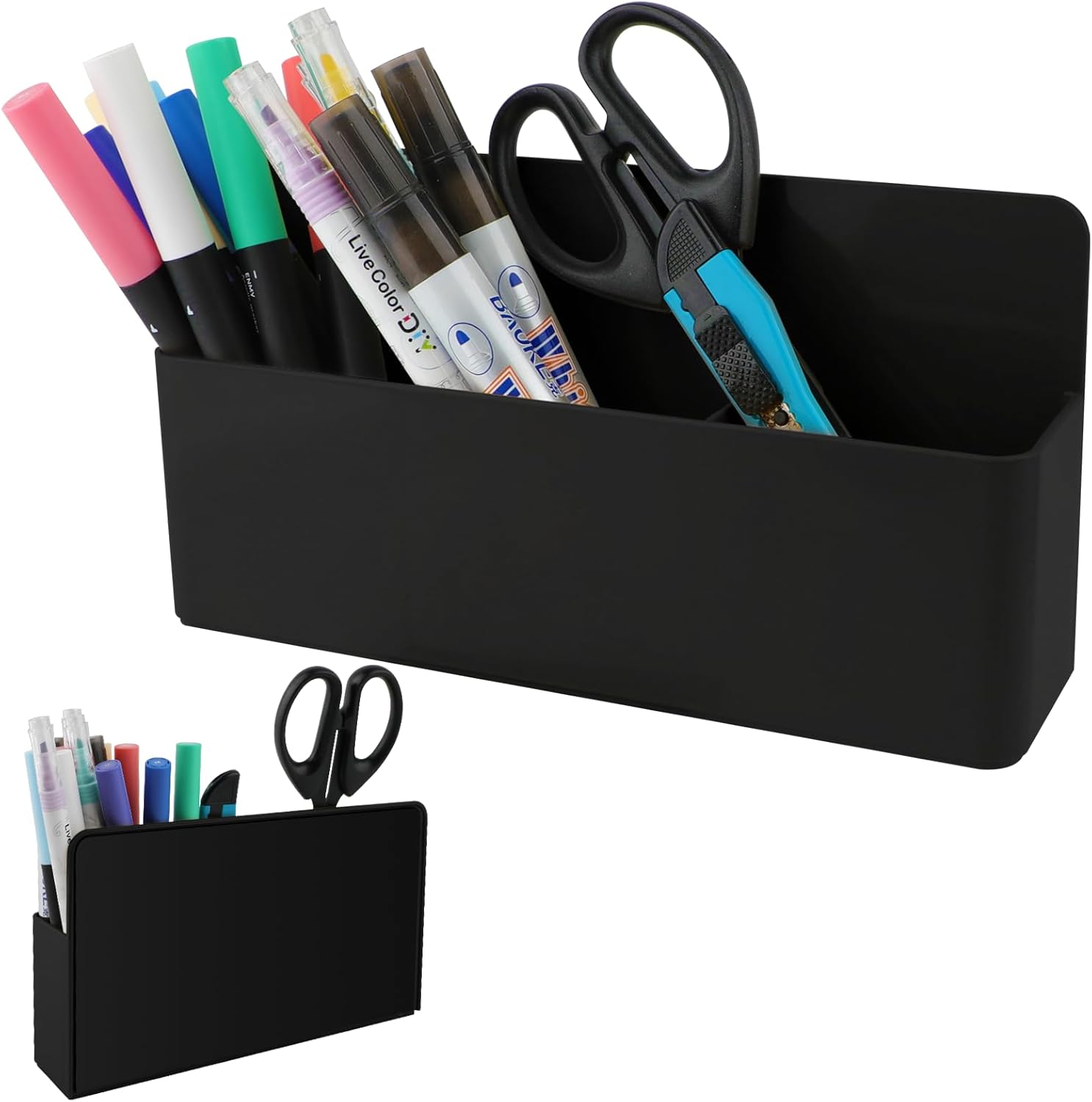 KITANIS Magnetic Pen Holder,3 Compartments Magnetic Dry Erase Marker Holder,Extra Strong Magnet Storage Marker Pen Pencil Organizer for Refrigerator,Whiteboard,Locker Accessories(Long Style)