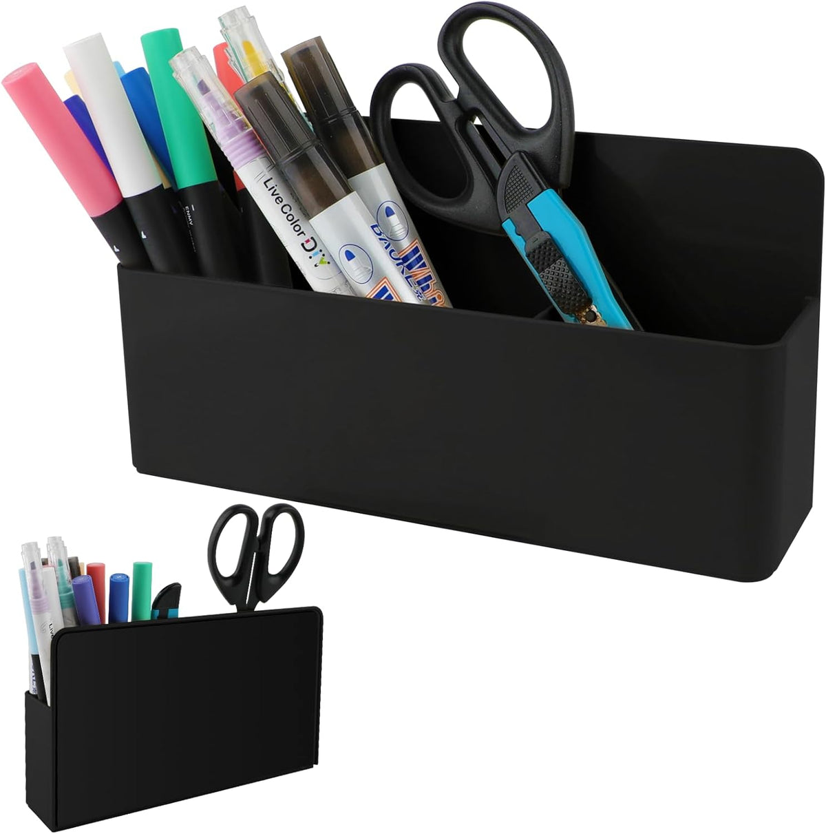KITANIS Magnetic Pen Holder,3 Compartments Magnetic Dry Erase Marker Holder,Extra Strong Magnet Storage Marker Pen Pencil Organizer for Refrigerator,Whiteboard,Locker Accessories(Long Style)