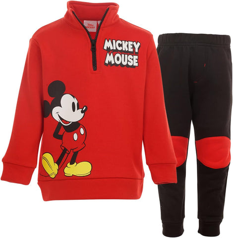 Disney baby-boys Half-zip Sweatshirt & Pants - Red