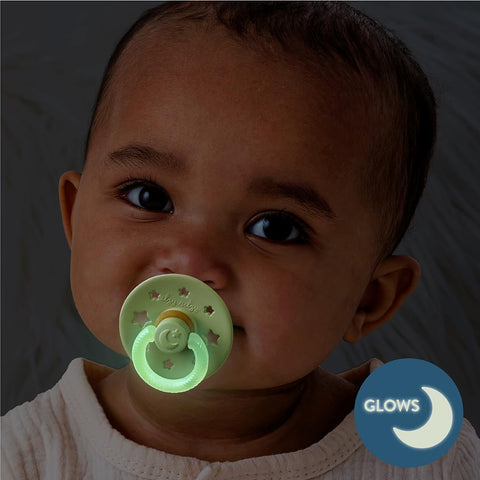 Itzy Ritzy Natural Rubber Pacifiers for 6-18 Mo, Set of 2, Glow in The Dark