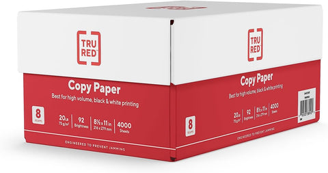 TRU RED by Staples Copy/Printer Paper, 8.5x11, 20lb, 92 Bright, 4,000 Sh/Ct