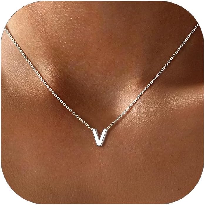 ChicSilver 925 Sterling Silver Initial Necklace for Women Dainty Letter Jewelry Personalized Gift