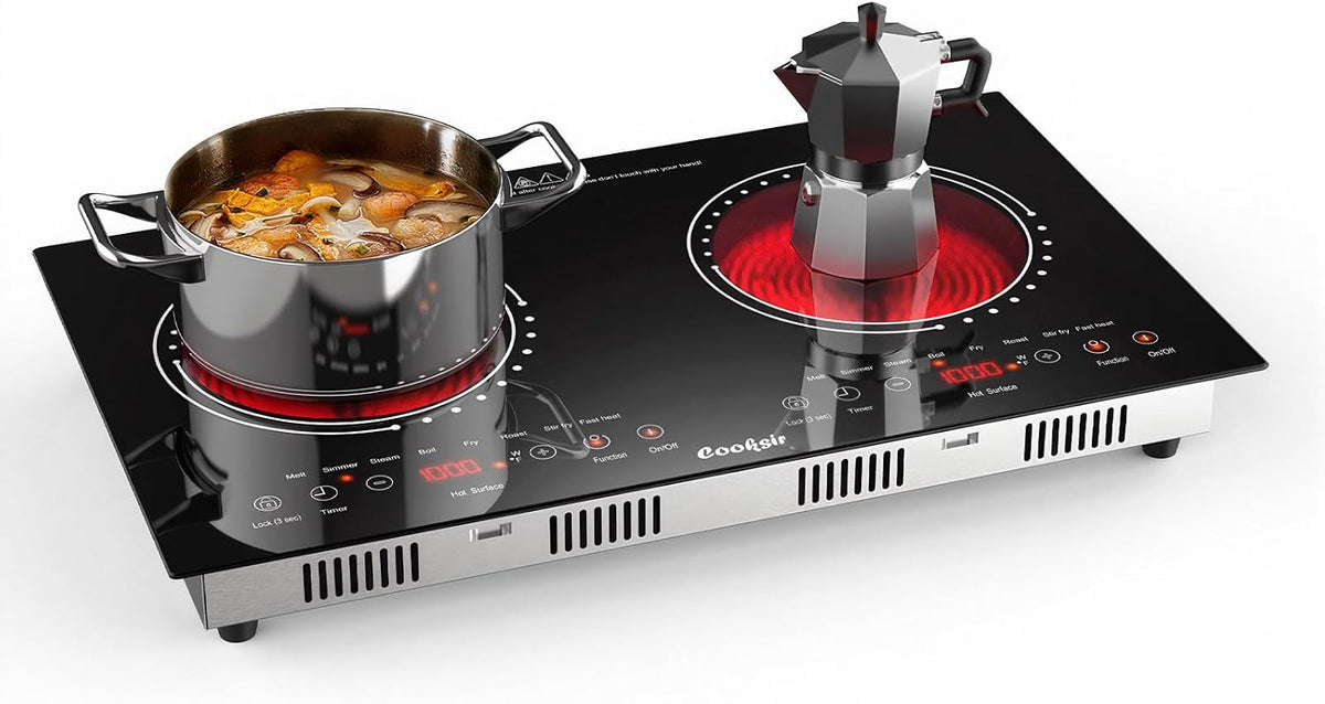 2 Burner Electric Cooktop Total Shard Power 2000W 110v