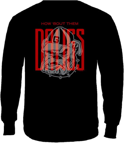 Georgia Tall Dawgs Mascot 2-Sided Black Long Sleeve T Shirt