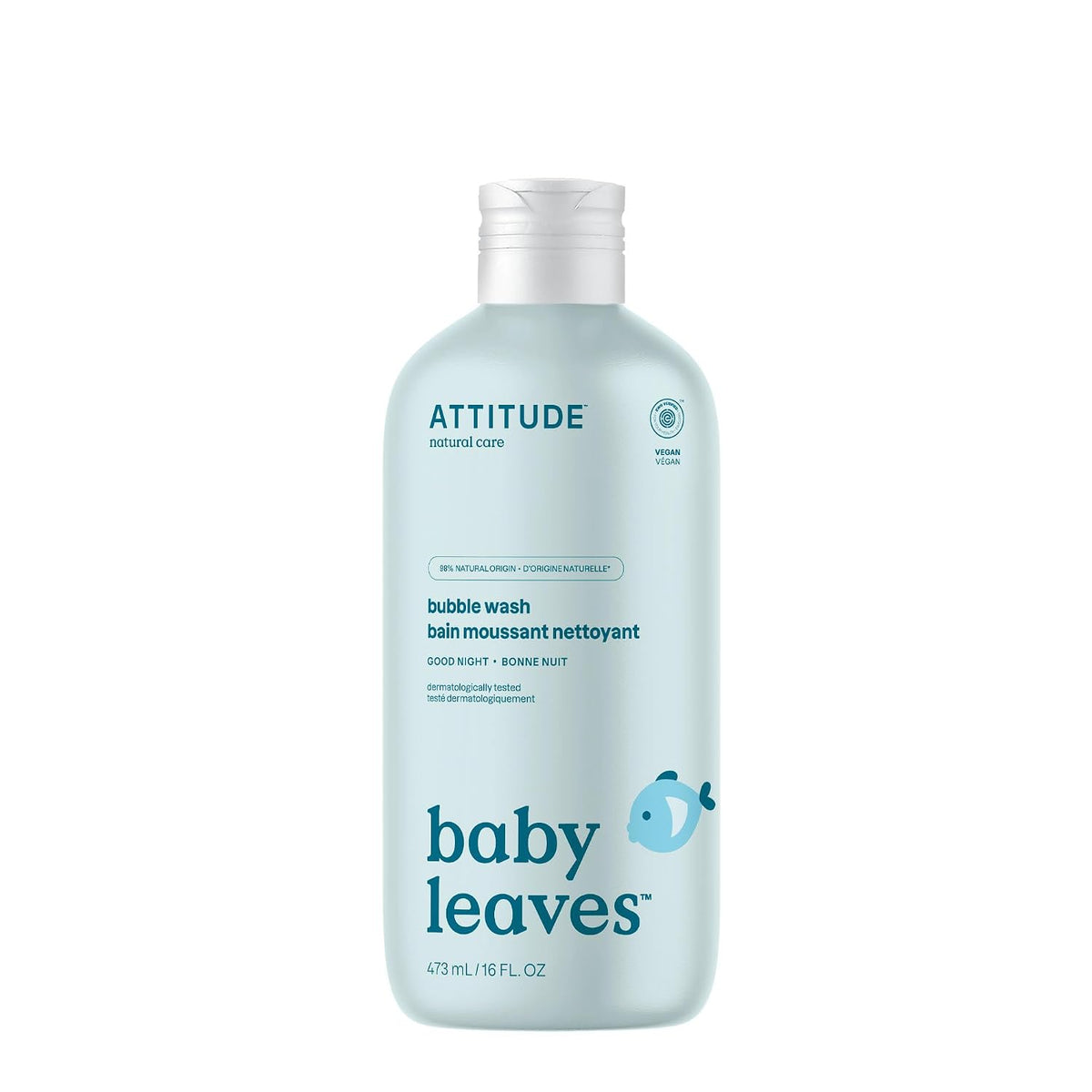 ATTITUDE Baby Bubble Bath & Body Wash, Good Night, EWG Verified, 16 Fl Oz