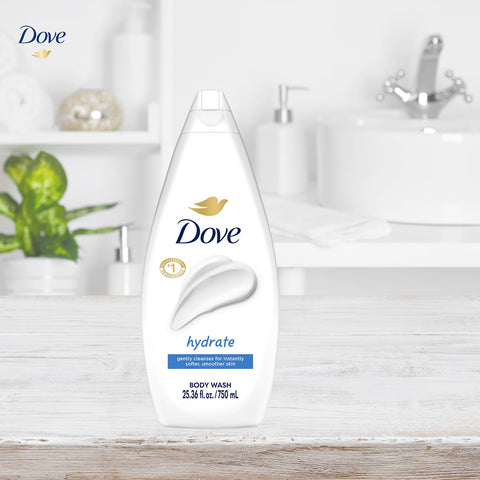 Dove Body Wash, Hydrate, Value-Size 4-Pack – Moisturizing Cleanser for Smooth, Soft Skin, 25.36 Oz Ea