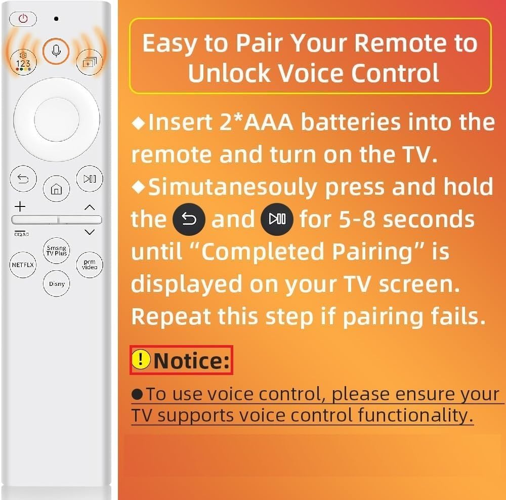 for Samsung Frame TV Remote, for 2018-2025 Samsung Remote Control for Smart TV with Voice Control. No Solarcell. 2-Year Warranty.