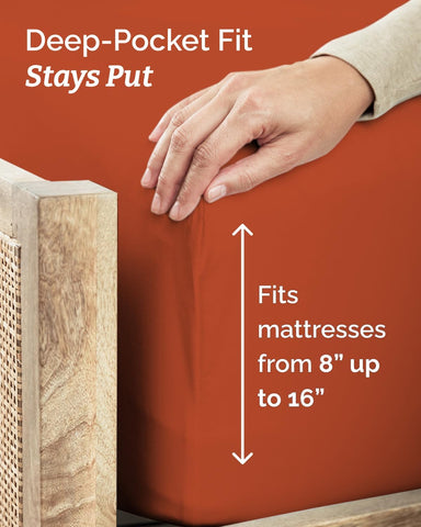 Twin XL 3 Piece Sheet Set - College Dorm Room Essentials - Terracotta