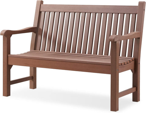 Psilvam 2-Person Outdoor Bench with 700 Lbs Weight Capacity, Brown