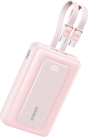 Anker Power Bank,20,000mAh 45W Portable Charger,Dual Built-in USB-C Cables